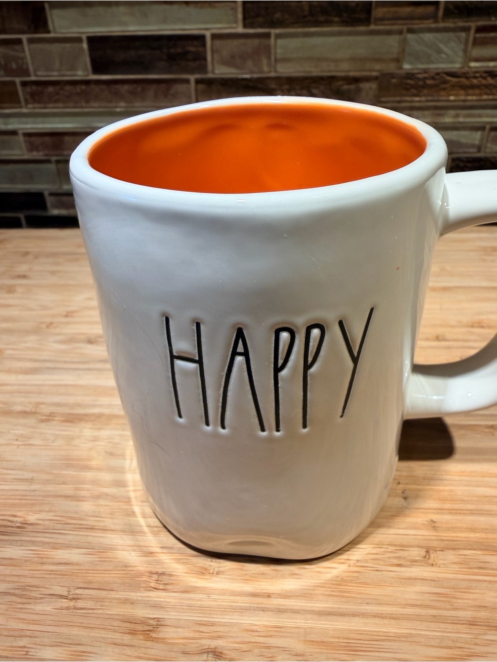 Magenta White Ceramic 'HAPPY HALLOWEEN Mug with Orange Interior